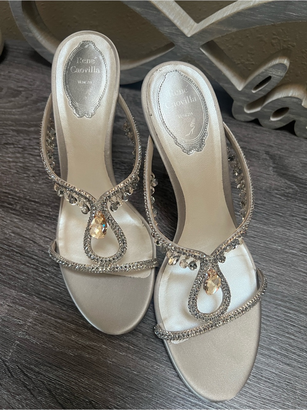Rene Caovilla Chantel Jeweled Open-Toe Heeled Sandals